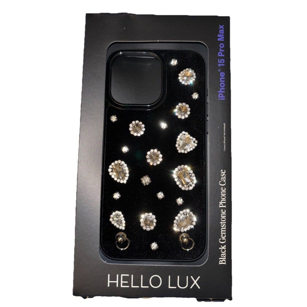 Hello Lux Black Gemstone Case for Apple iPhone 15 Pro Max 10ft Drop